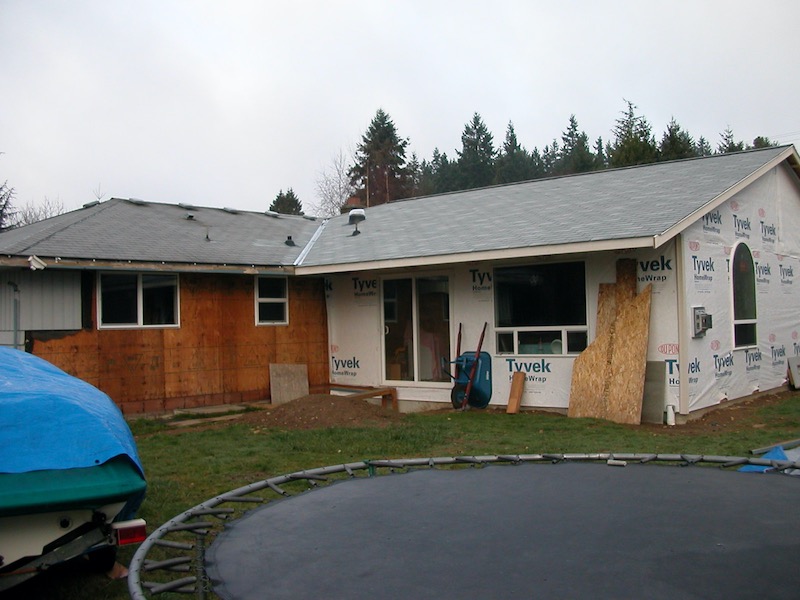 Wrapped new house shell