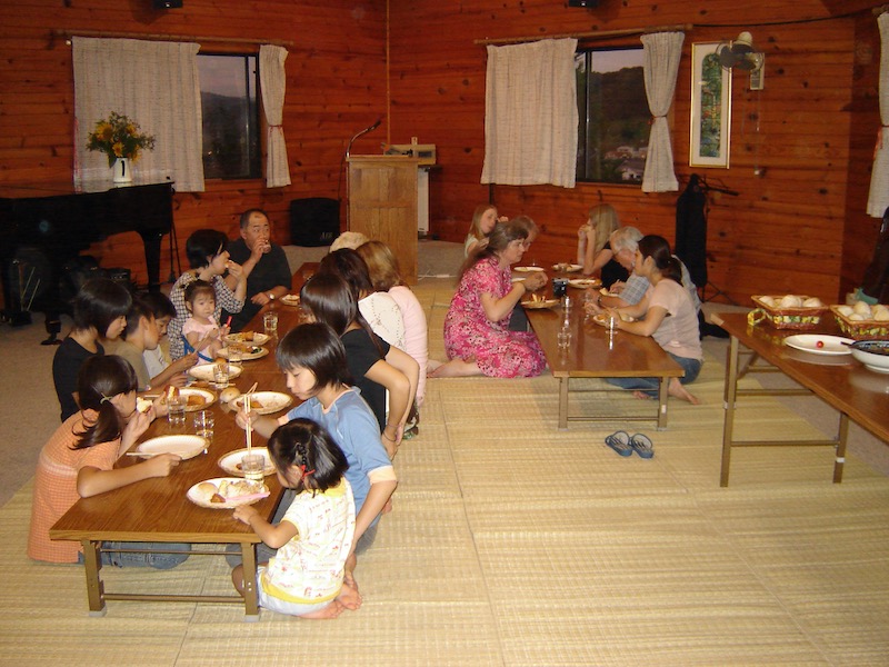 eating Japanese style on floor