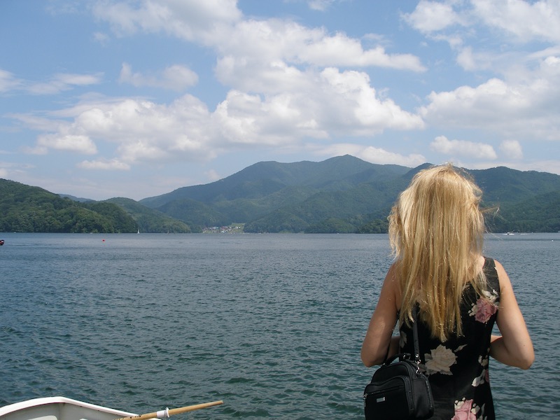lake with Lisa in foreground
