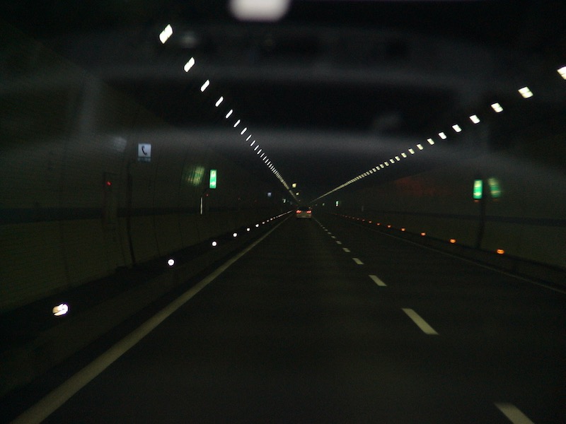 dark tunnel with perspective lines