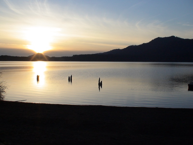sunset over the lake