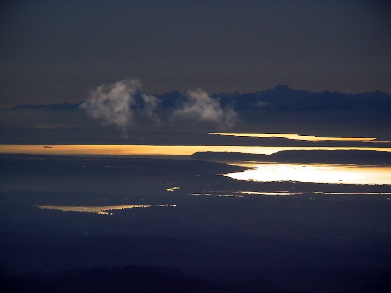 golden reflection from Puget water