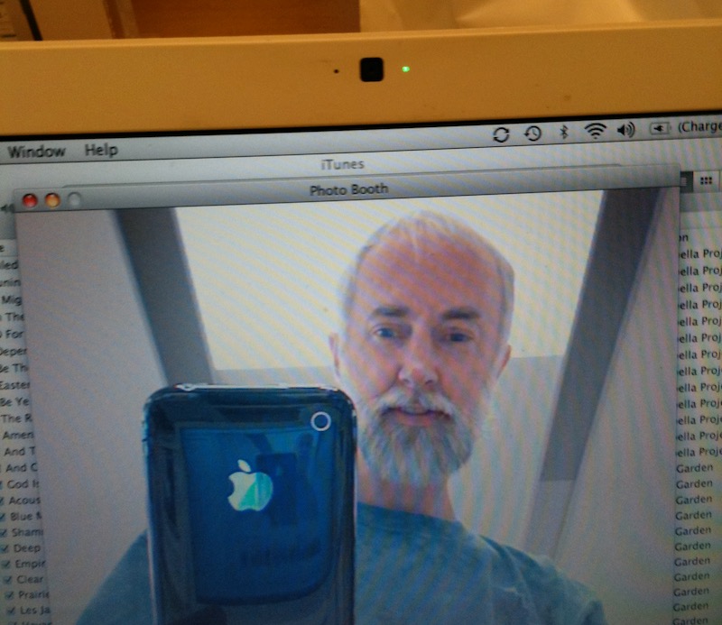 Larry self-portrait with iPhone