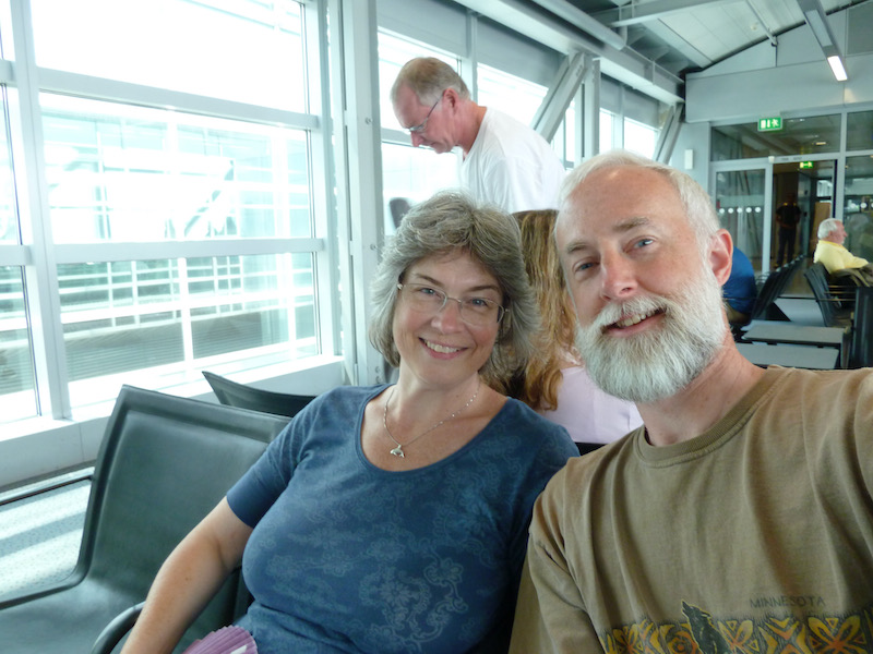 Waiting together in airport