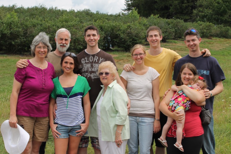 Family portrait at blueberry patch