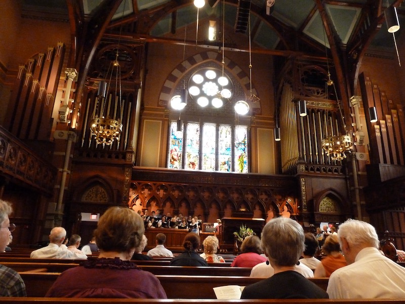Inside beautiful church from the pew