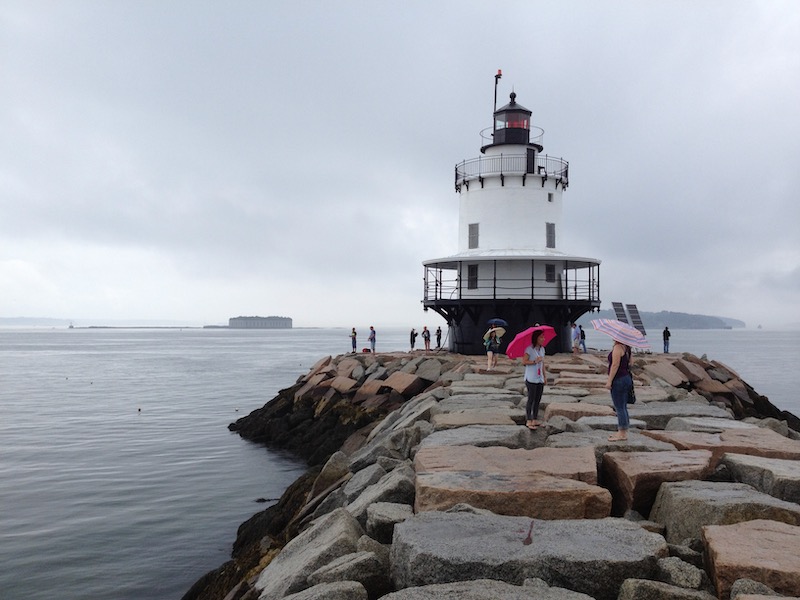 Lighthouse in harbor at Portland, Maine