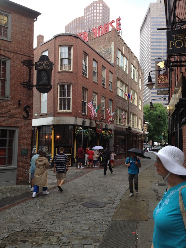Narrow cobble road in old downtown