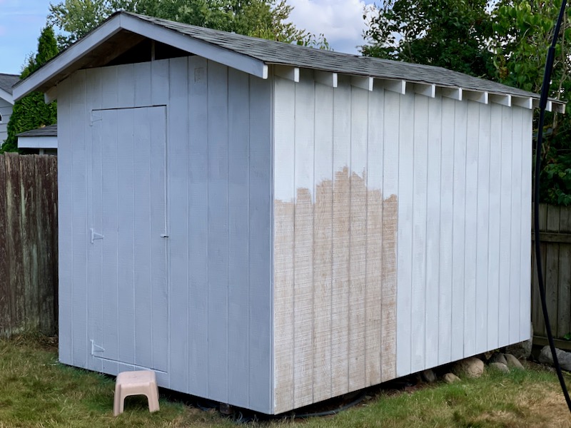 Shed being painted