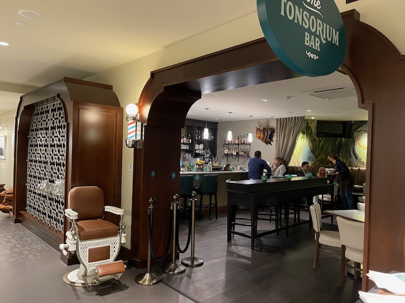 barber chair outside bar