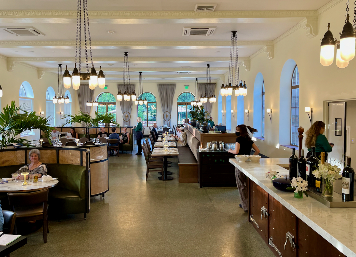 lit dining room
