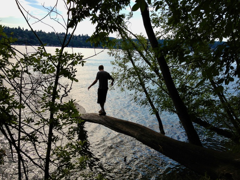 Andrew walking out on trunk