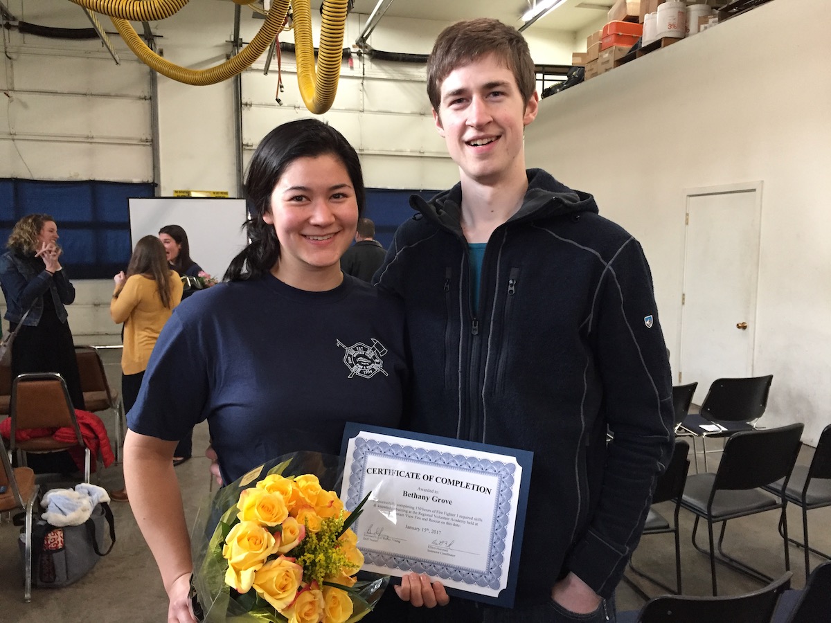 Andrew and Bethany after her volunteer graduation