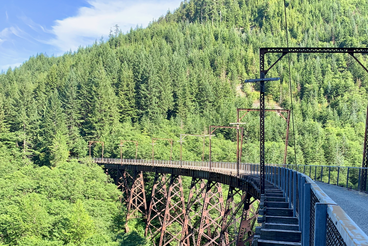 railroad trestle with gravel on road bed