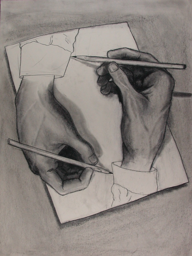 Two hands drawing each other