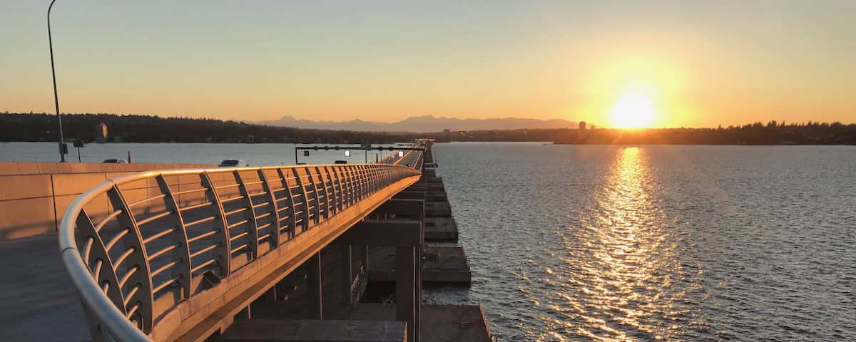 Sunset and bridge over Lk Wa