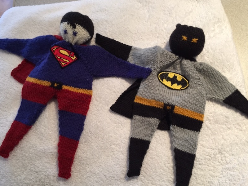 Super hero teething dolls