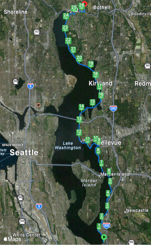 track along Lake Washington eastside