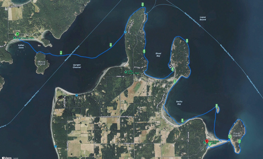 track from Shaw around north of Lopez to the Spit