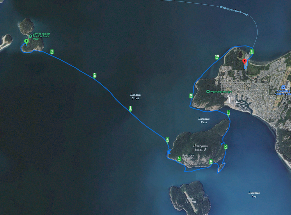 Across Rosario Strait around Burrows Island and to Anacortes