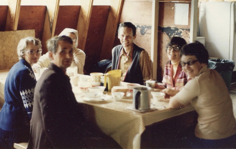 Meal at a camp table